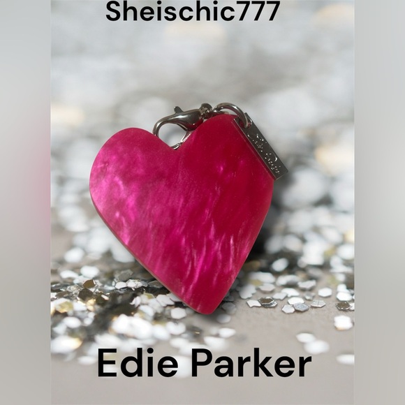 💗 Edie Parker Glitter/Pink Heart Purse Bag Charm|Keychain NWOT